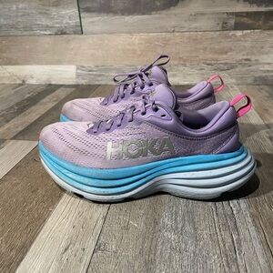 Hoka One One Shoes Womens Size 6B Bondi 8 Chalk Violet Pastel Mesh Running